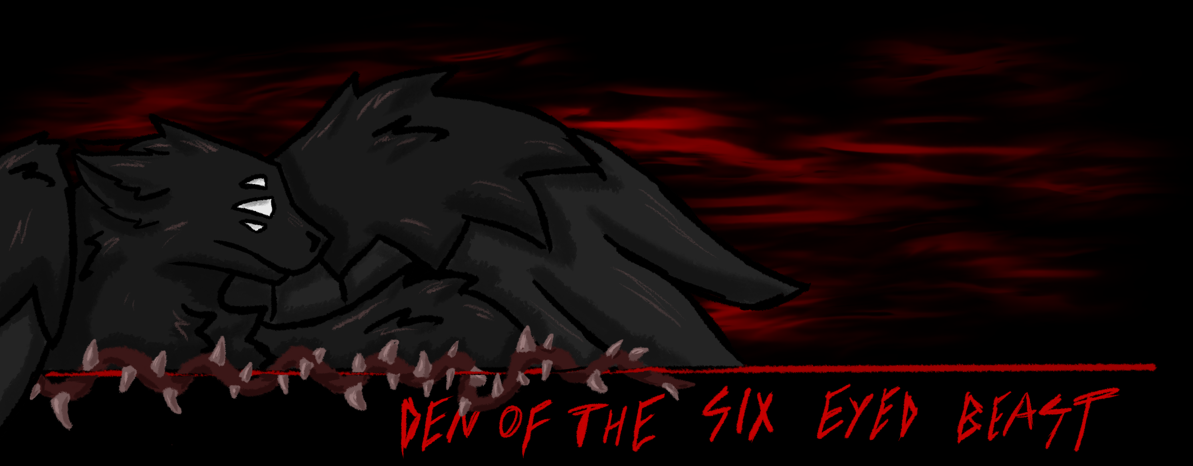 site header with six-eyed-beast and the site title